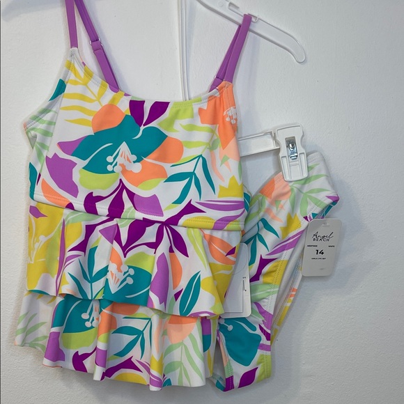 Angel Other - Angel Beach Tropical Floral Tankini Size 14 NWT